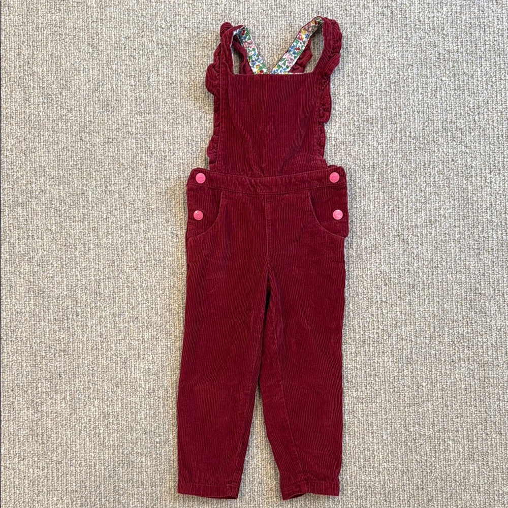 Mini Boden Red Corduroy Overalls with Adjustable Straps